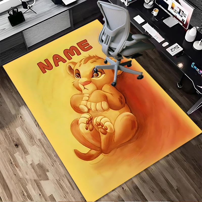 Custom Name Lion Cub Name Living Room Non-Slip Area Rug Soft Carpet for Bedroom Kids Playroom Sofa Office Home Decor Doormat