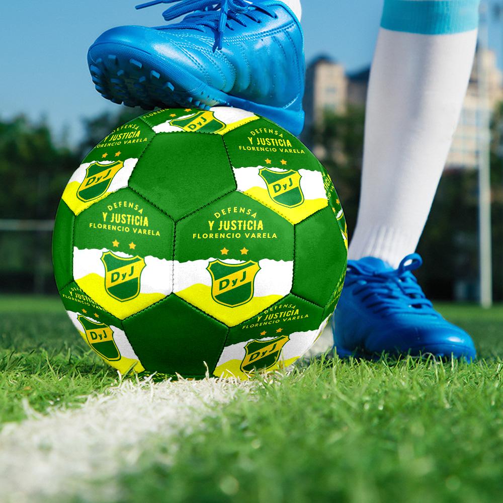 Defensa y Justicia Indoor Soccer Ball Colorful All Ages Size 5 Machine Stitched PVC Competition Ready Durable High-Bounce