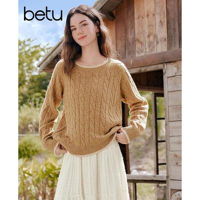 BETU Women's Twisted Knit Long-Sleeve Sweater