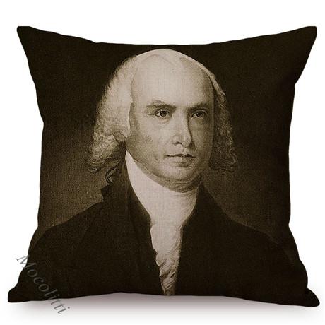 Famous Character George Washington James Madison Portrait Art Home Decoration Sofa Throw Pillow Case Cotton Linen Cushion Cover