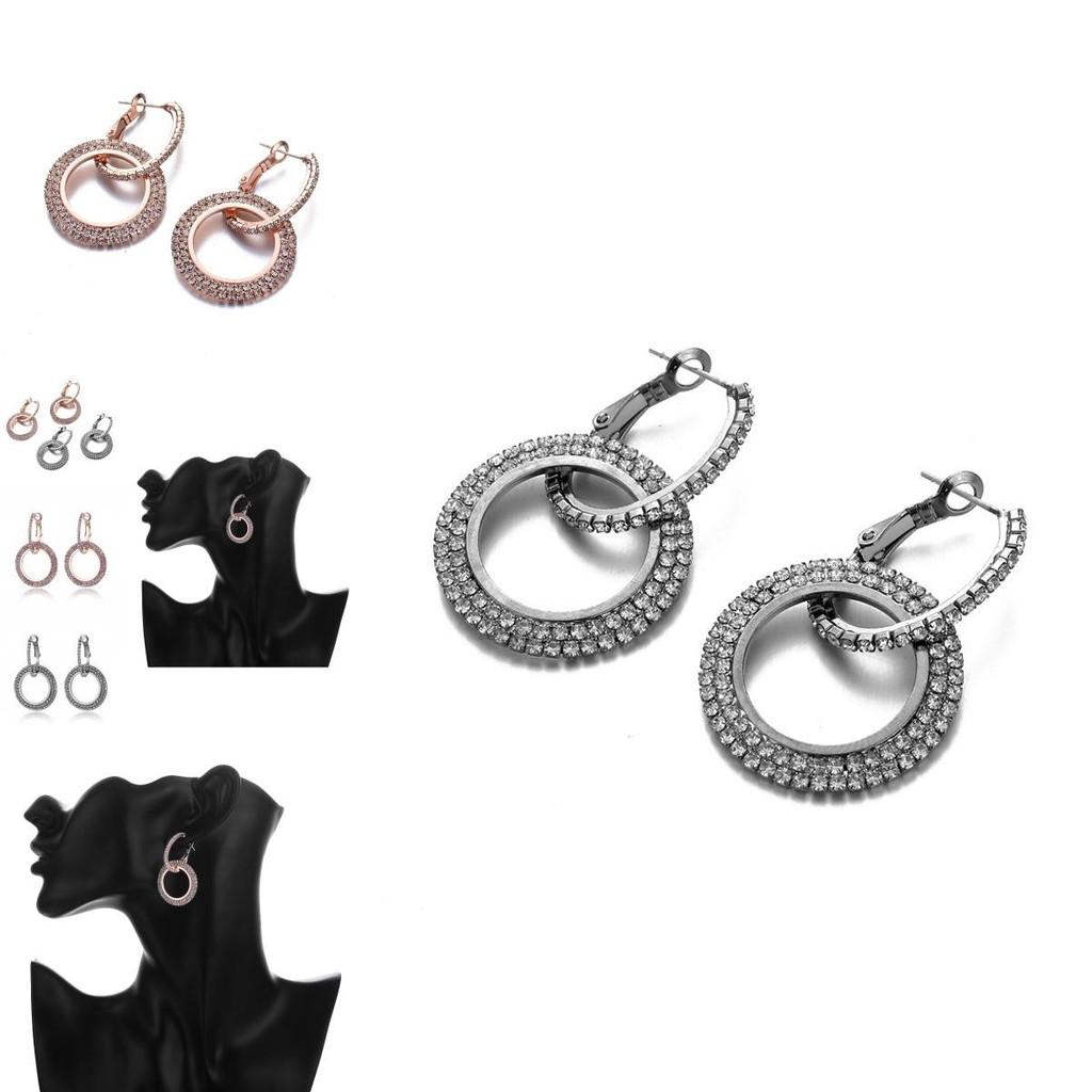 Modern Alloy Geometric Earrings With Rhinestones Ideal For Business Gifts And Promotions