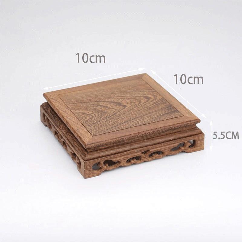 Retro Engraving Wooden Tea Tray Teapot Bases Bonsai Buddha Stand Fish Tank Pedestal Wooden Flowerpot Base Furniture Home Decor