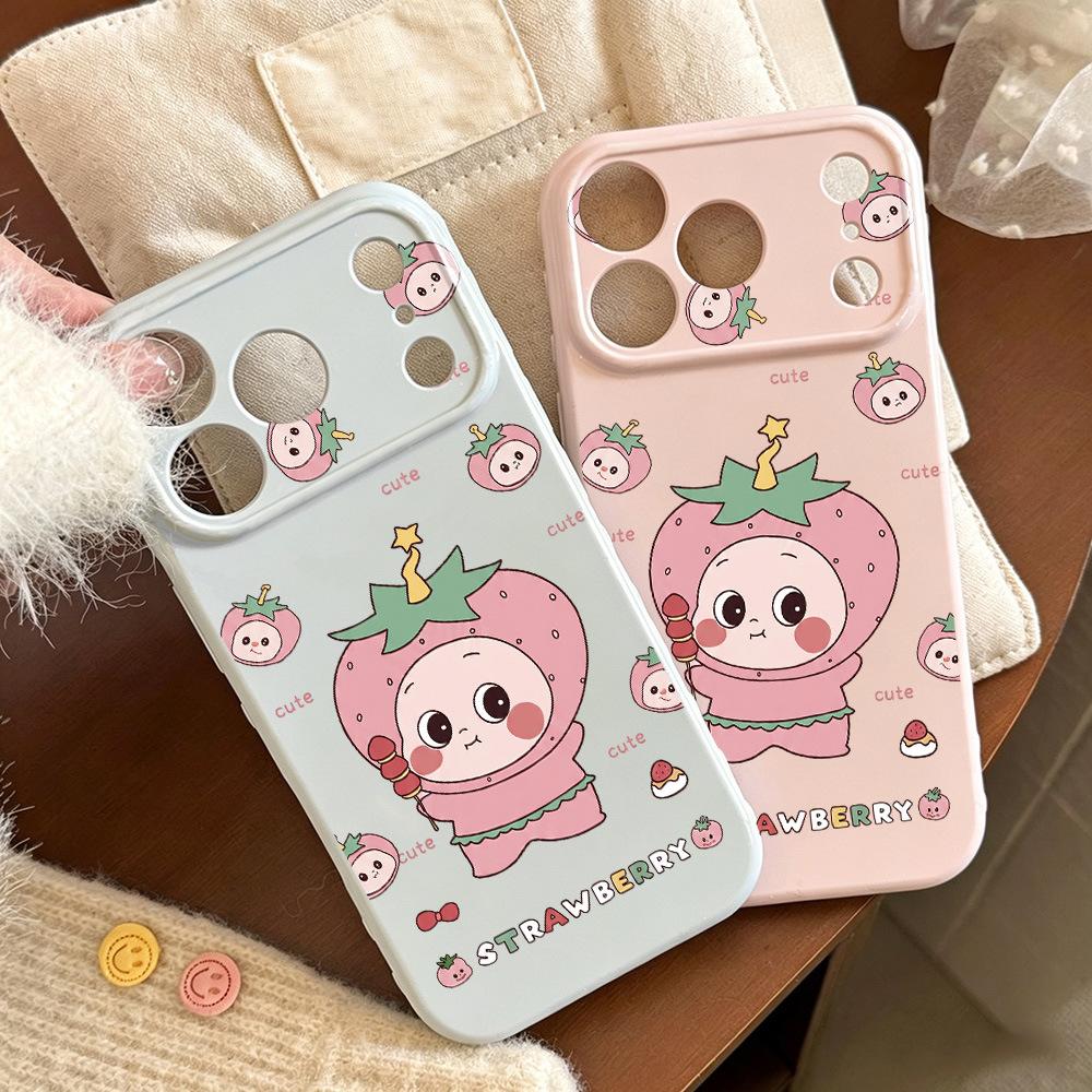 Strawberry Head Star Person for iPhone17 Apple 16promax Mobile Phone Case 15 All-inclusive 14 New 13 Women 12