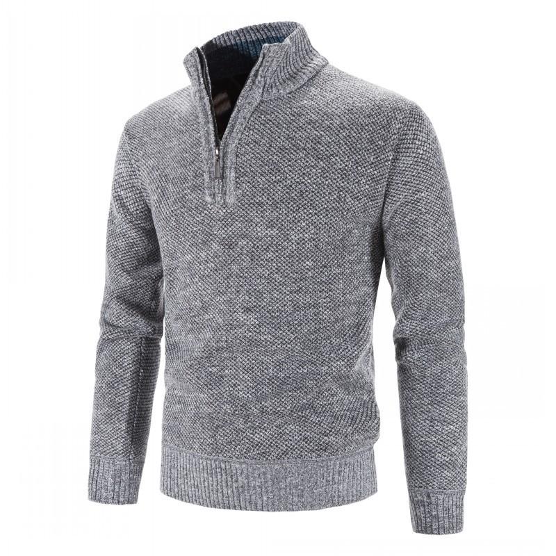 Autumn Winter Cashmere Men's Zipper Half High Neck Pullover Sweater Men's Long Sleeve Sweater