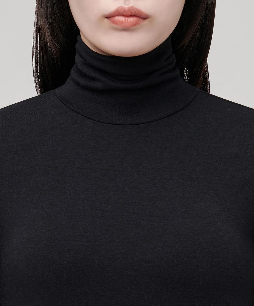 MUSINSA STANDARD WOMAN Women'S Tencel Slim Turtleneck T-Shirt [Black]