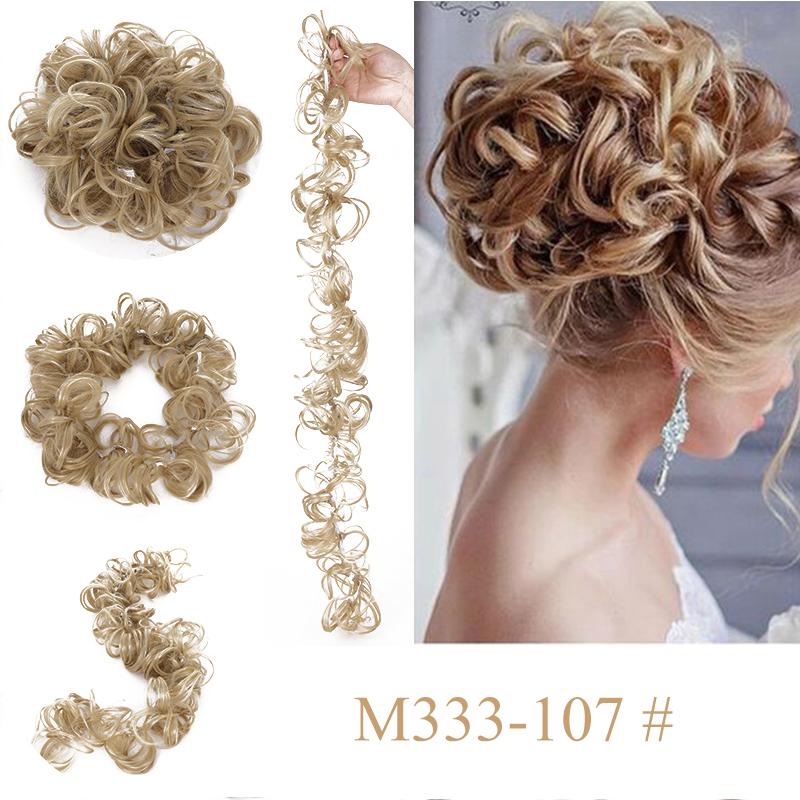 Messy Bun Scrunchie Hair Wrap Fluffy Pony Tail Curly Touseld nScrunchy Updo Donut Chignons für Frauen