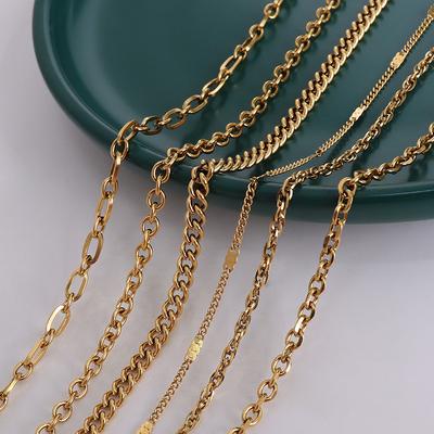 Marka Fashion Versatile Stacked Necklace Titanium Steel Plated 18K Gold O-Chain No Pendant Bare Chain Jewelry Women