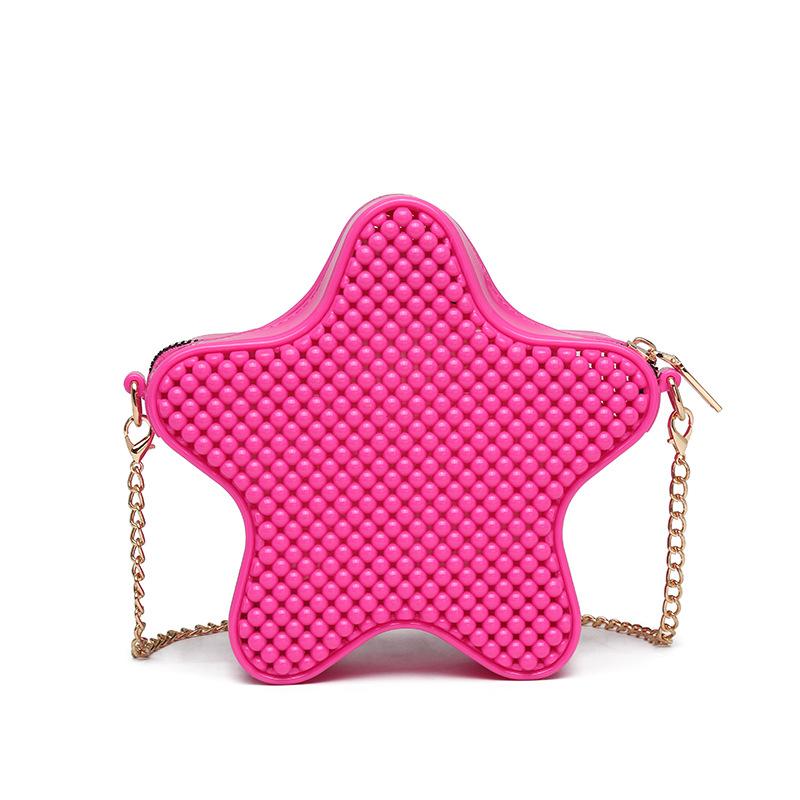 Fashion Jelly Bags Female Shoulder Bags New Versatile PVC Flash Five Pointed Star Chain Bags Leisure Square Bag Crossbody Bags