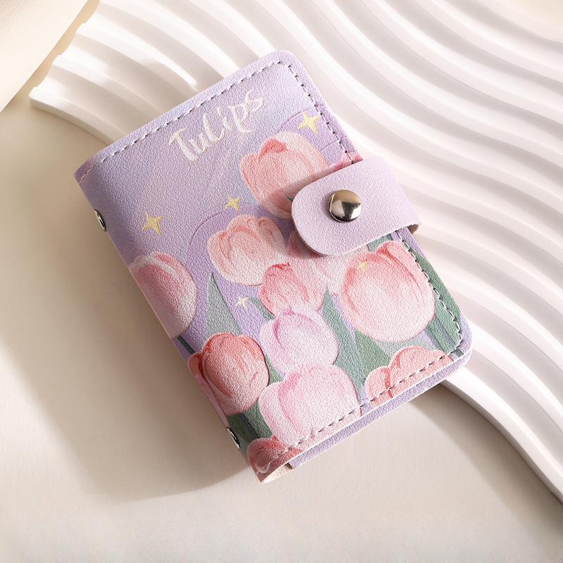 Mini Porte-Cartes Rétro Peinture à l'Huile pour Femmes Grande Capacité Multi-Fentes pour Cartes Housse pour Carte d'Identité Sac de Rangement pour Permis de Conduire Porte-Monnaie
