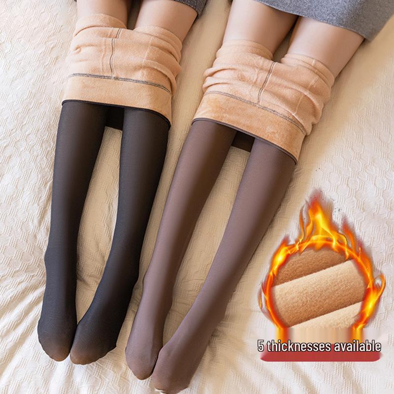 

New Sheer Black Skin-Tone Plus Size Fleece-Lined Pantyhose 80g (One Size 80-140 jin)