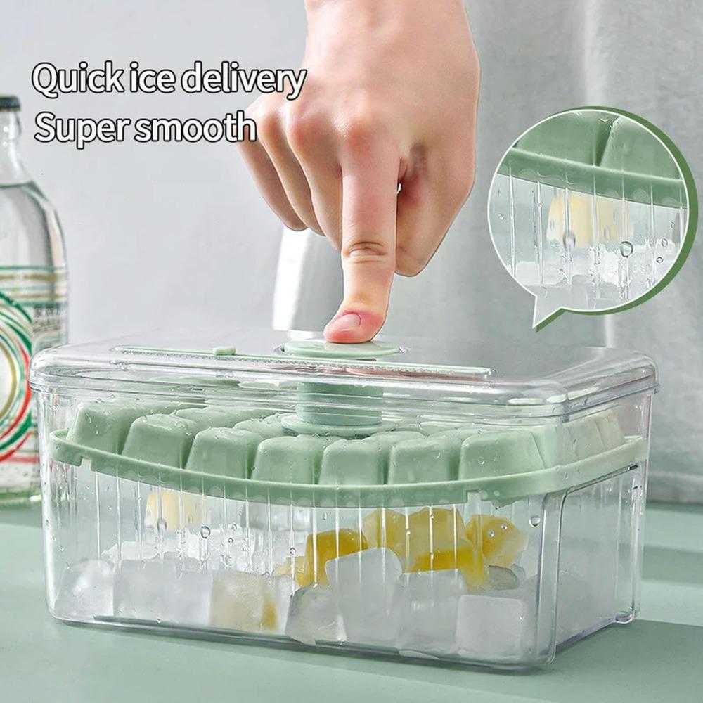 Press Type Ice Cube Tray With Storage Box Ice Maker Ice Box Ice Bucket Mould Fast Freeze Large Capacity For Beer Kitchen Gadget