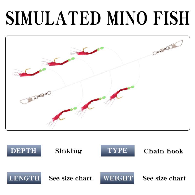 Yin Ci Lang Bionic Fish Skin String Hook Rig - Night Glow Lure for Fly or Sea Rod Fishing.