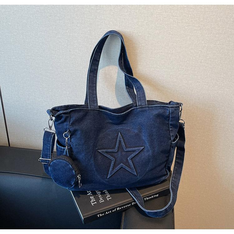 

Персонализированная матовая многоцелевая сумка 2025 новая сумка женская ретро простая большая вместимость тоут на плечо темно-синий