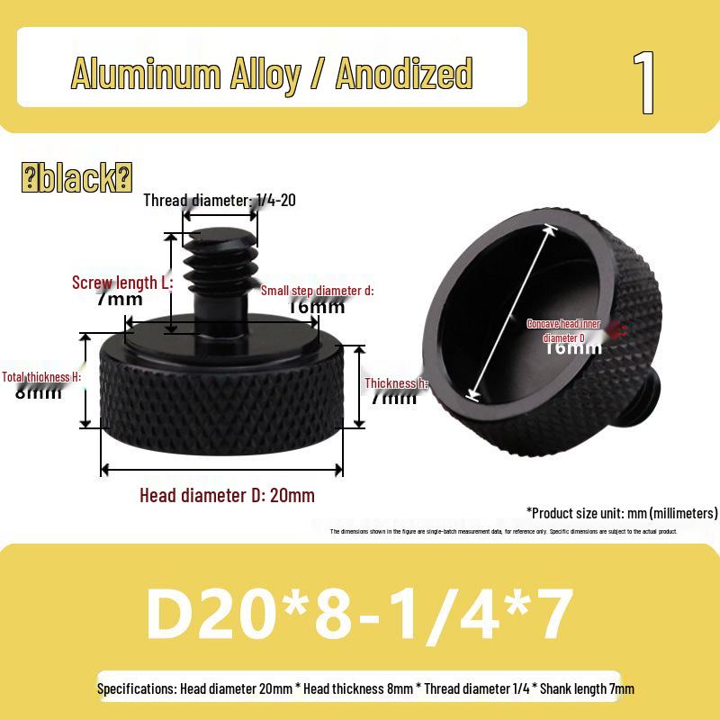 1/4 Aluminum Alloy Hand-Tightened Drone Gimbal Adjustment Screw