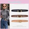 Color Gold Solid Buckle Decoration Women Casual Slim Waist Belt For Daily Use