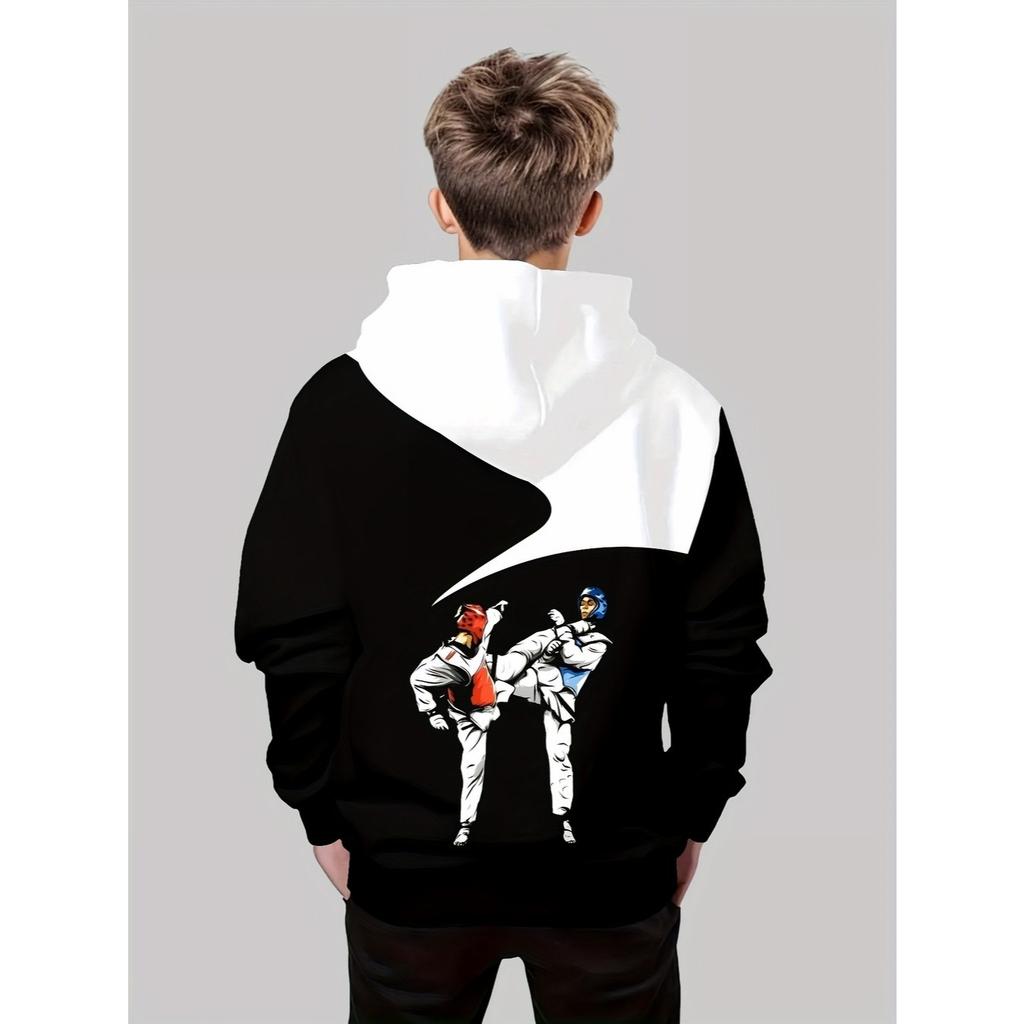 3D Printed Casual Pullover for Boys, Long Sleeve Sweater In Spring and Autumn, Outdoor Hoodie