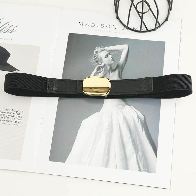 Damen Elastischer Taillengürtel Metalllegierung Schnalle Mode Kleid Accessoire Schwarz Herbst Winter