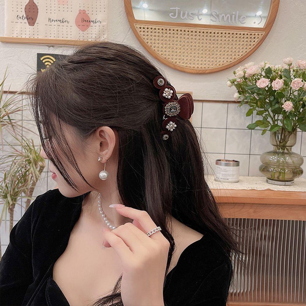 Clip Rhinestone Baroque Pearl Women Hair Claws Crystal Shark Clip Korean Ponytail Holder Hairgrip