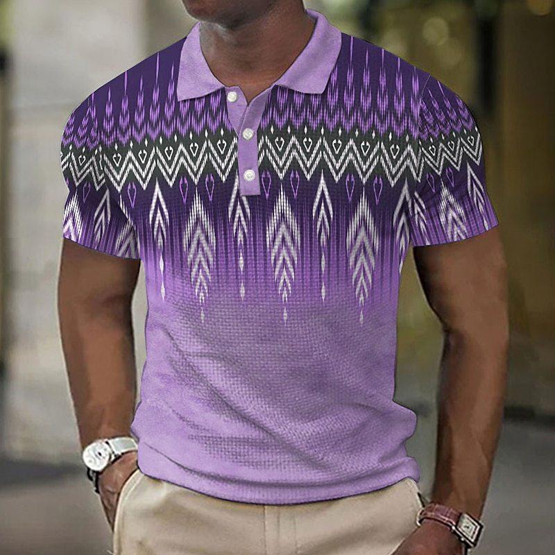 

Простая полосатая модель с градиентом, 3D цифровая печать, мужская удобная рубашка поло 5XL