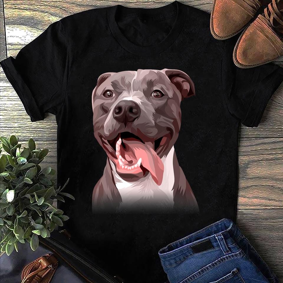 Perfect Present For Pitbull Lovers Colorful Art Pitty Dog Men Women T Shirts S чёрный