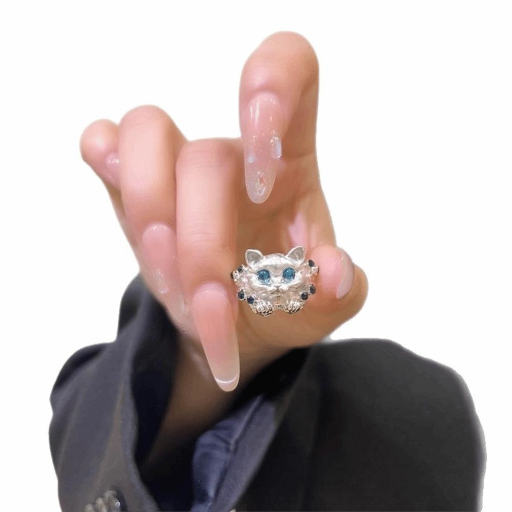 Open Band Open Ring Adjustable Fit Index Finger Ring Elegant Cat Open Ring Gift for Cat Lovers