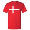 T-shirt Base in Cotone con Bandiera Europea della Danimarca - Rossa