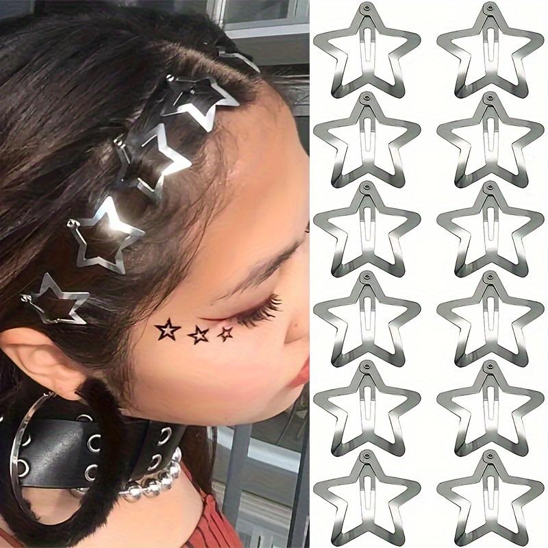5pcsY2K Silver Star Shaped Hair Clip, Girls' Star Shaped Metal Clip, Simple Baby Hair Clip, Holiday Gift Broken Hair Clip
