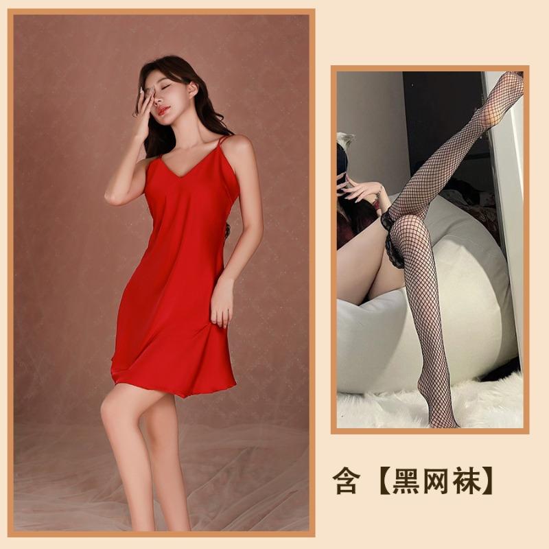 Sexy underwear suspender nightgown women's ice silk backless large size advanced sense pure desire style sexy pajamas advanced