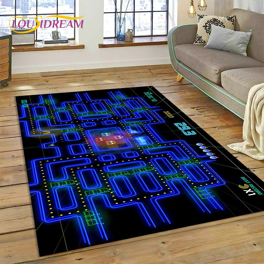3D Retro Pakkuman Classics Game Carpet Rug for Bedroom Living Room Home Sofa Decoration,Children Game Large Decor Floor Mat Gift