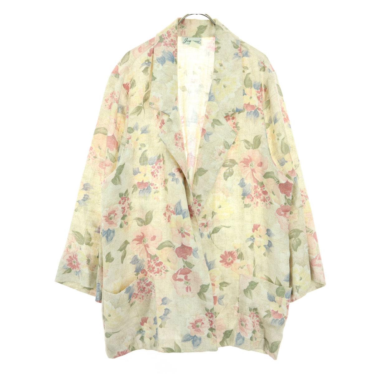 

Джоанна 80-е 90-е Старый Сделано в США Цветочный С длинным рукавом Приталенный жакет 20w Бежевый Женский Б/у