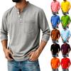 Men's Color Button Lapel Pocket Long Sleeve Top Men's Casual Fashion Long Sleeve Top
