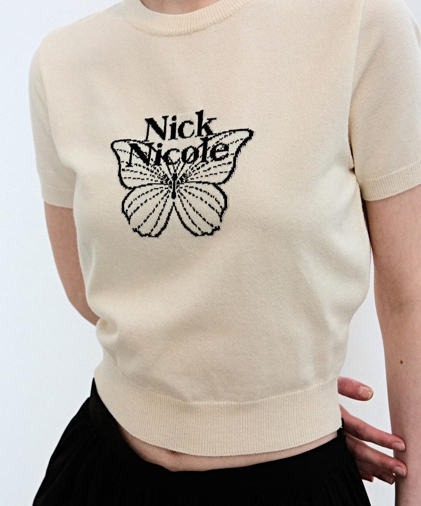 Nigaennikol Mini Butterfly Signature Half Knit_Cream