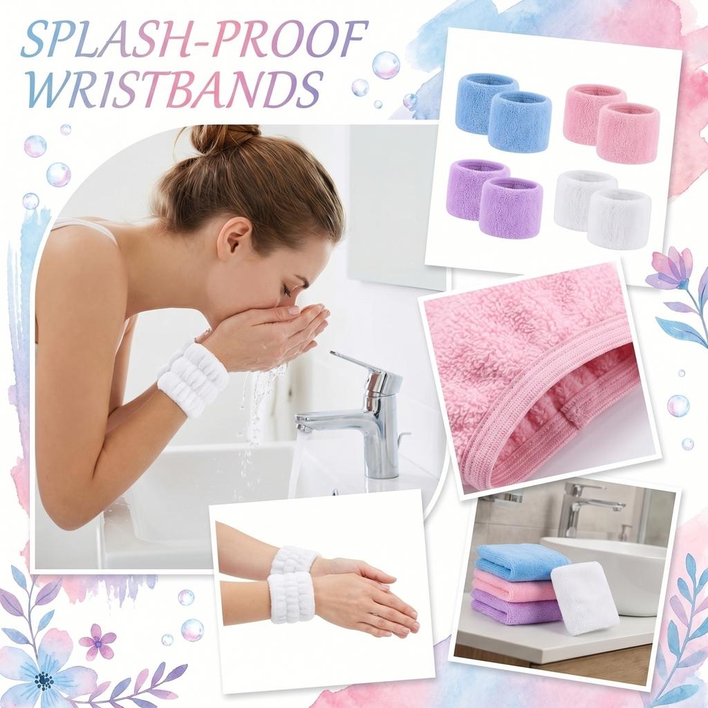 Absorbent Wristband Hair Tie Set Soft Fabric Sweatband for Sports Yoga Face Washing and Wrist Protection Sleeve Band Hair Accessory