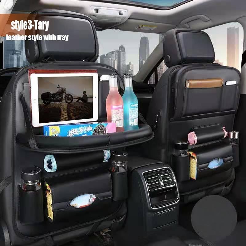 Multi-pocket Car Seat Back Hanging Organizer Bag Universal Auto PU Leather Storage Holder Bag Foldable Shelf