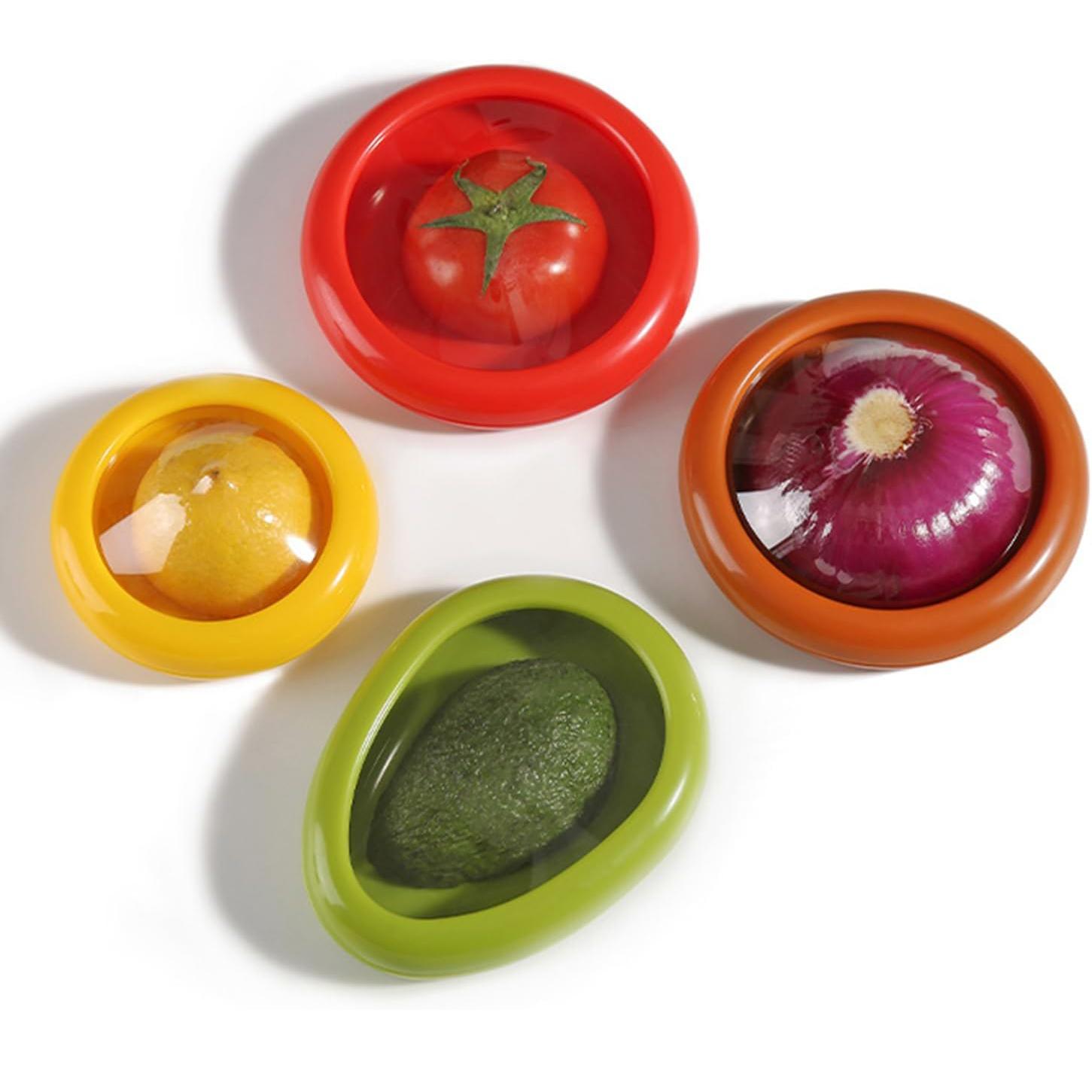 

4 шт. держатель для хранения лука, авокадо, помидоров, многоразовые контейнеры для хранения в холодильнике - идеально подходит для чеснока, лука, лимонов и картофеля