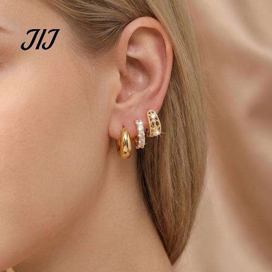 Gold Plated Ear Cuff 3 Pairs Cuffs, Minimalist Metal Hollow Zirconia Clip-on Earrings Auricle for Women, Fashionable Non Pierced Jewelry Daily Wear No