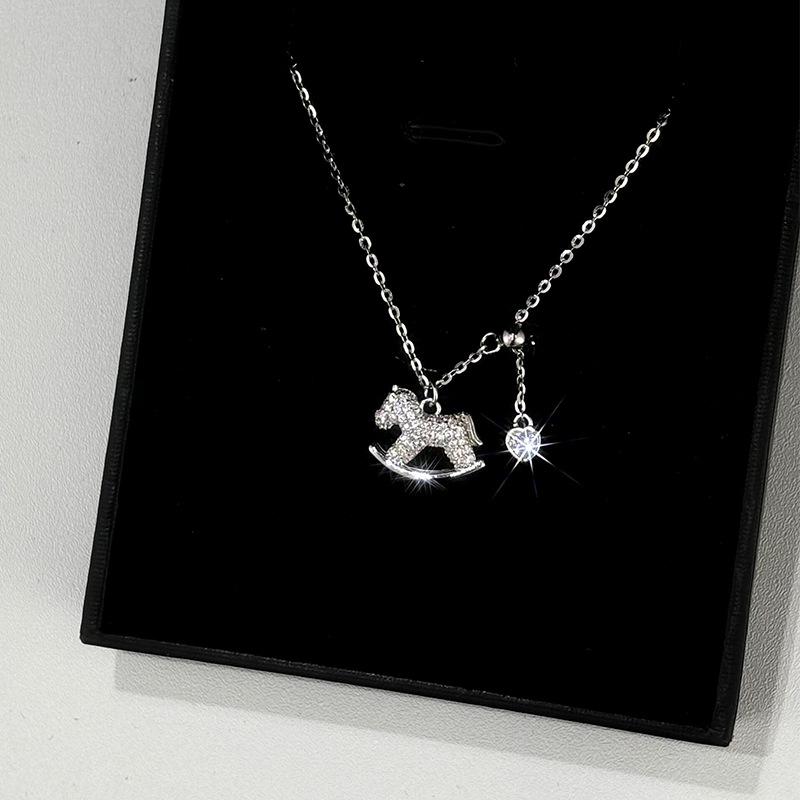 Korean Pony Necklace Women's Light Luxury Niche Design Collarbone Chain Love Pendant Jewelry Accessories Year of The Horse