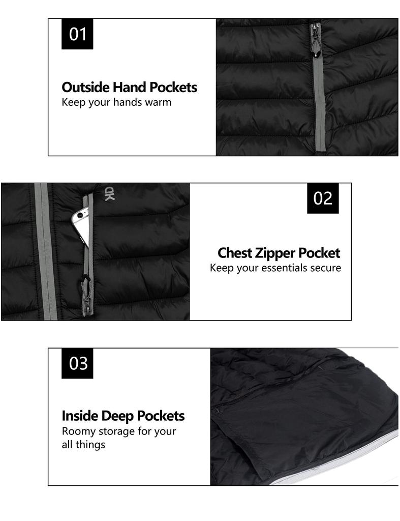 Little Donkey Andy Packable Puffer Lightweight Hooded Windproof Winter Size 2XL Men's Jacket, Coat, Black,