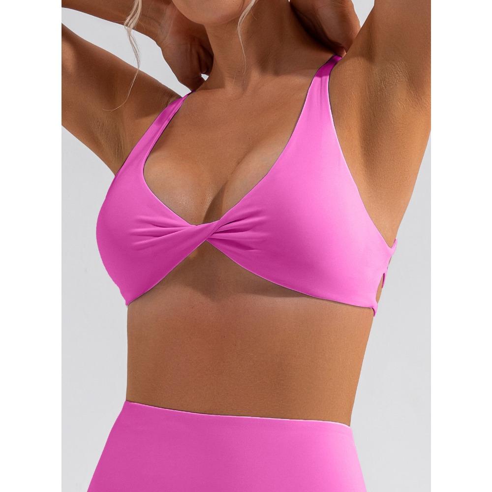 CHARMLEAKS Womens Seamless Sports Bra Twisted Chest Criss Cross Back Push Up Yoga Running Fitness Bra