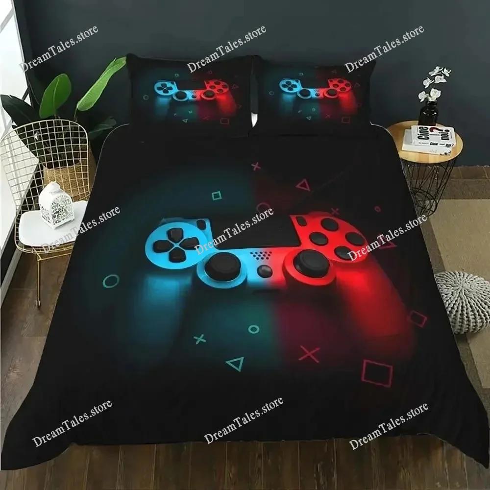 Gaming Bed Duvet Cover Set Twin,Gamer Bedding Sets for Boys Kids,Game King Size Duvet Cover Set Microfiber Game Bed Set