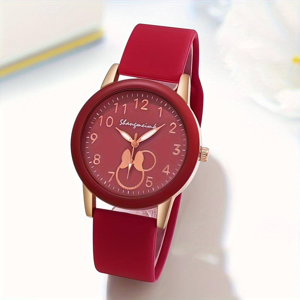 Casual Round Pointer Women Quartz Watch Cute Candy Color Analog Silicone Band Wristwatch