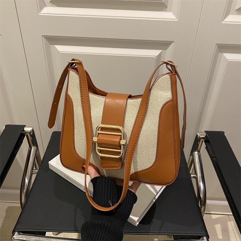 

Women s Retro Korean Color Block Handbag: Spring 2025 Trendy Fashion, Light Luxury Shoulder & Crossbody Bag чорний