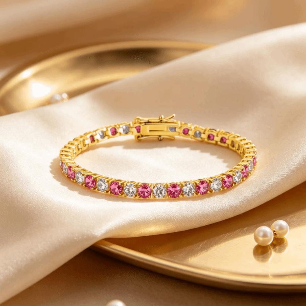 18K Gold Plated Chain Bracelet 4mm Zirconia Thin Chain Bracelet Cubic Zirconia Bracelet Luxury