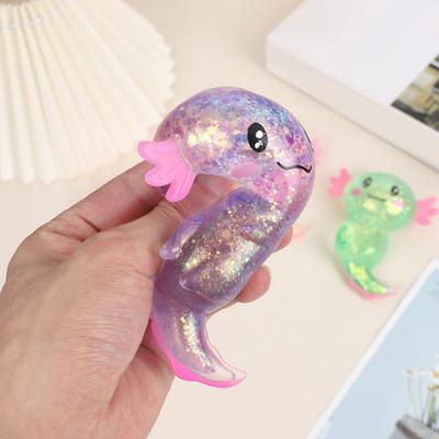 Glitter Salamander Squeeze Toy Stress Relief Cartoon Salamander Sugar Ball Sensory Toy Decompression Clear Animal Fidget Toy