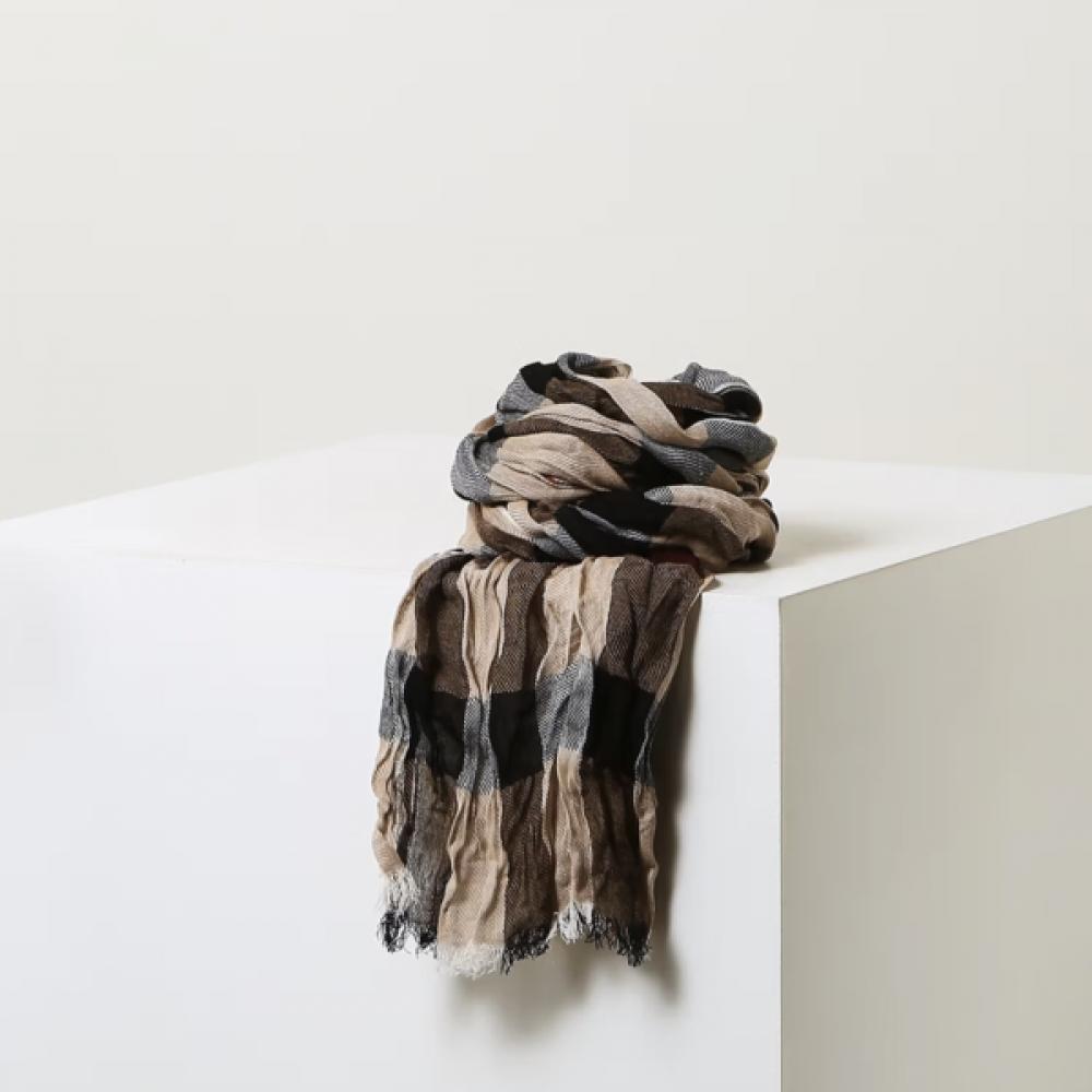 Daks Brown Check Cotton Blend Scarf Dcsc6e510w2 Single option