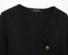 Asymmetrical Button Knit Cardigan: Trendy European and American Women's Fashion.