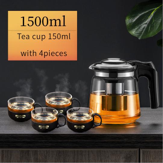 Velkokapacitní čajová konvice Domácí multifunkční filtrační konvice Zahuštěné vysoce borosilikátové sklo Čajová separace Puer čajová sada