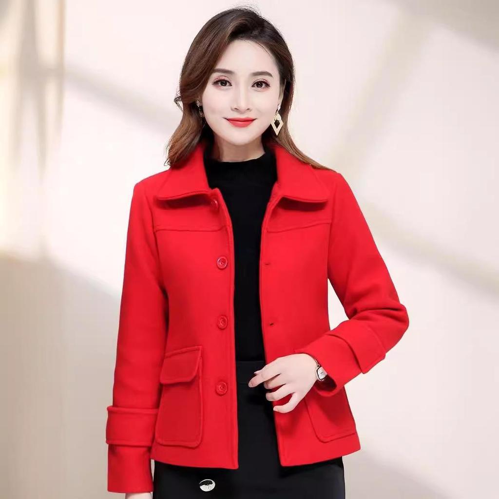 Petite Women's 2024 Korean Woolen Coat - Short Style Casual All-match Cardigan