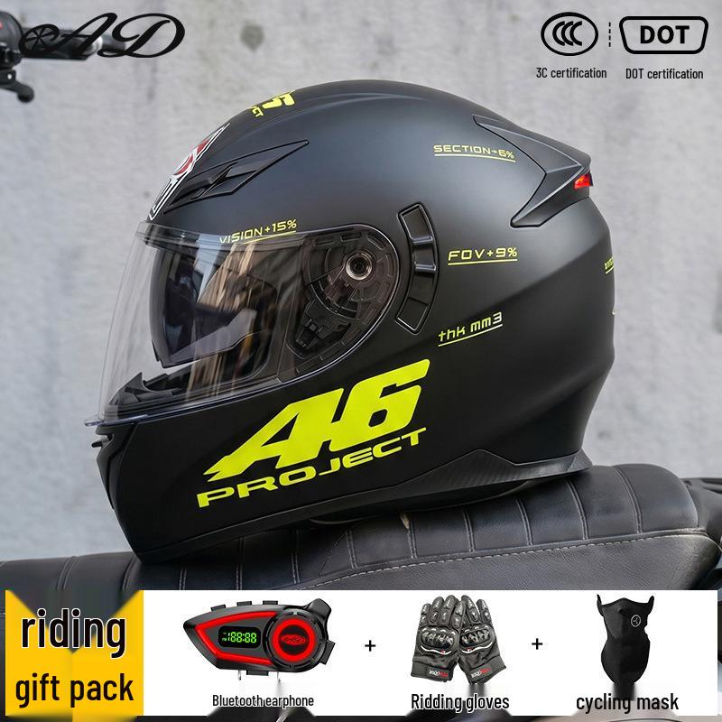 Bluetooth Smart Taillight Flip-Up Motorcycle Helmet for Men and Women - All-Season, Full Coverage for Electric and Off-Road Riding