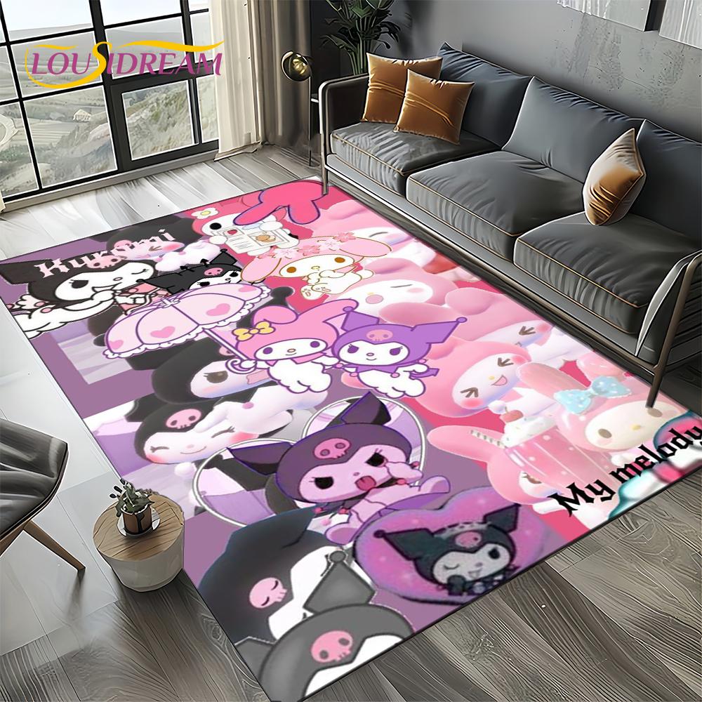 27 Style Cute Kuromi Cartoon Sanrio Carpet Rug for Bedroom Living Room Home Sofa Decoration,kids Large Decor Floor Mat Gift Girl